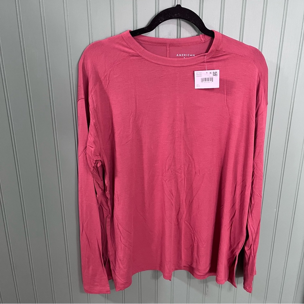 American Eagle Outfitters Soft & Sexy Long-Sleeve Crewneck Shirt - Rose Pink